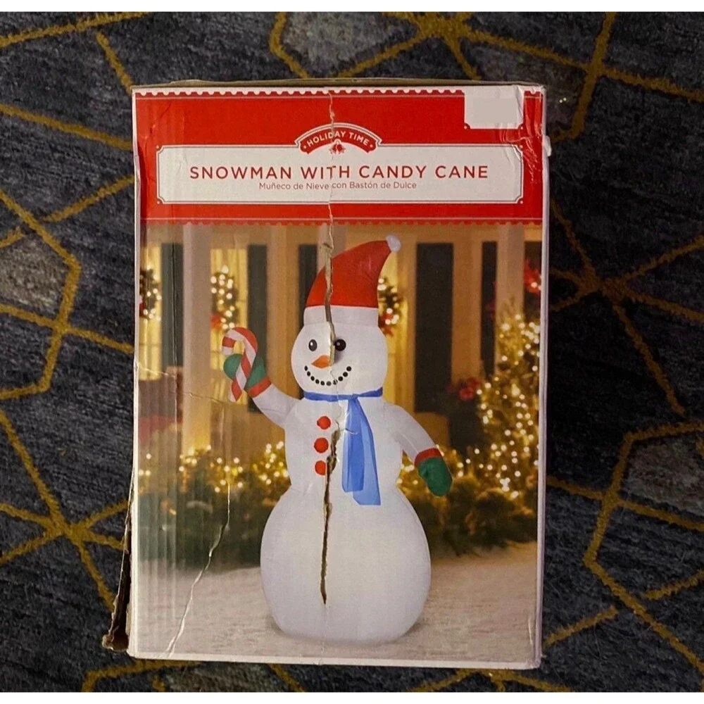 7ft Snowman with Candy Cane Holiday Airblown Inflatable